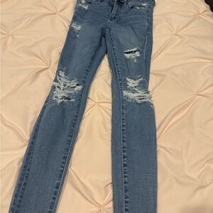 American Eagle Outfitters Light Blue Distressed Skinny Jeggings